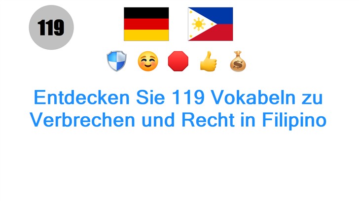 Entdecken Sie 119 Vokabeln zu Verbrechen und Recht in Filipino